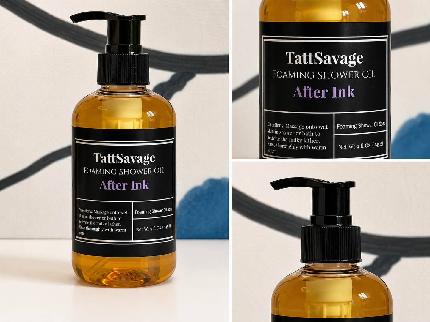 TattSavage After Ink Foaming Shower Oil         Body Wash